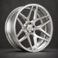 BE1-CM6 monoblock forged wheel — brushed silver angle view