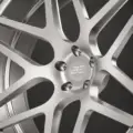 BE1-CM6 monoblock forged wheel — brushed silver detail view