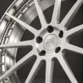 BE2-C10V bespoke multi-piece forged wheel, brushed silver face and polished lip, center and spoke detail