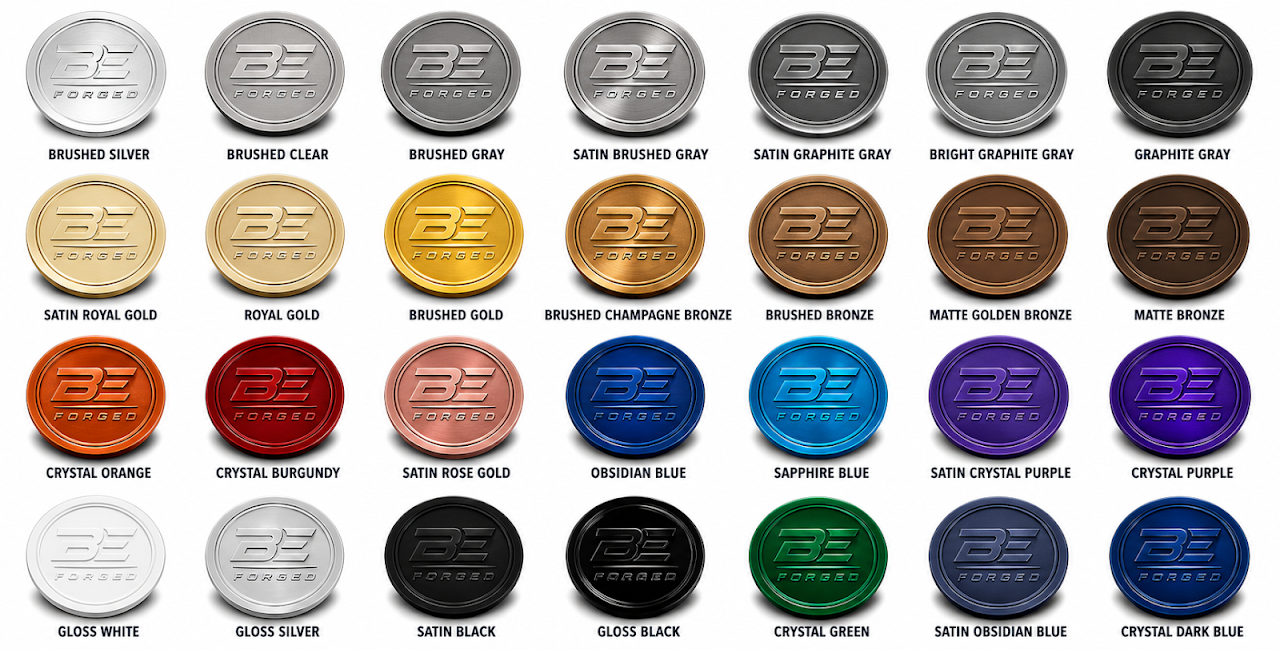 BE-FORGED forged wheel finish color selection chart