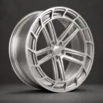 BE1-AL5S monoblock forged wheel — brushed silver angle view