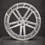 BE1-AL5S monoblock forged wheel — brushed silver front view