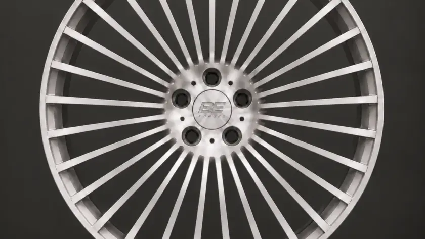 BE1-C30 monoblock forged wheel — brushed silver front view