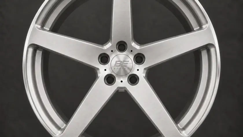BE1-C5 forged wheel — brushed silver front view