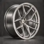 BE1-C5SQ forged wheel — brushed silver angle view