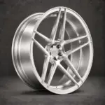 BE1-C5ST forged wheel — brushed silver angle view