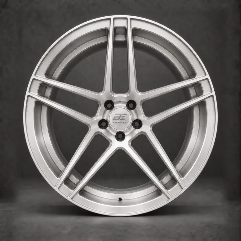 BE1-C5ST forged wheel — brushed silver front view