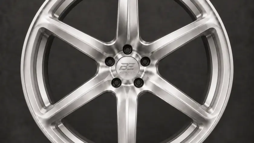 BE1-C6P forged wheel — brushed silver front view