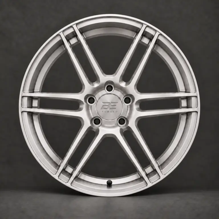 BE1-C6S monoblock forged wheel — brushed silver front view