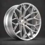 BE1-CM25 monoblock forged wheel — brushed silver angle view