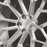 BE1-CM25 monoblock forged wheel — brushed silver detail view