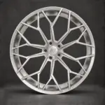 BE1-CM25 monoblock forged wheel — brushed silver front view