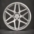 BE1-CM6 monoblock forged wheel — brushed silver front view