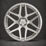 BE1-CM6 monoblock forged wheel — brushed silver front view