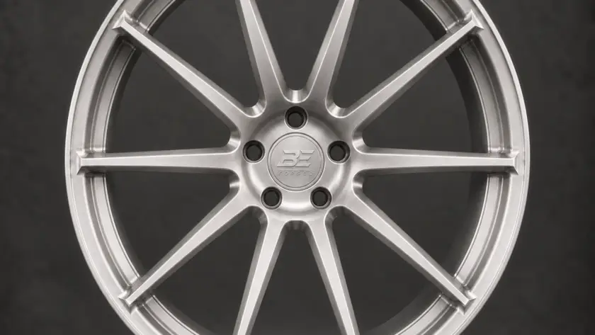 BE1-CS10 forged wheel — brushed silver front view