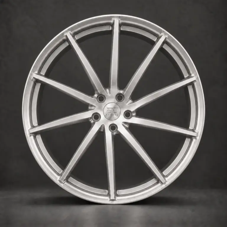 BE1-CS10T forged wheel — brushed silver front view