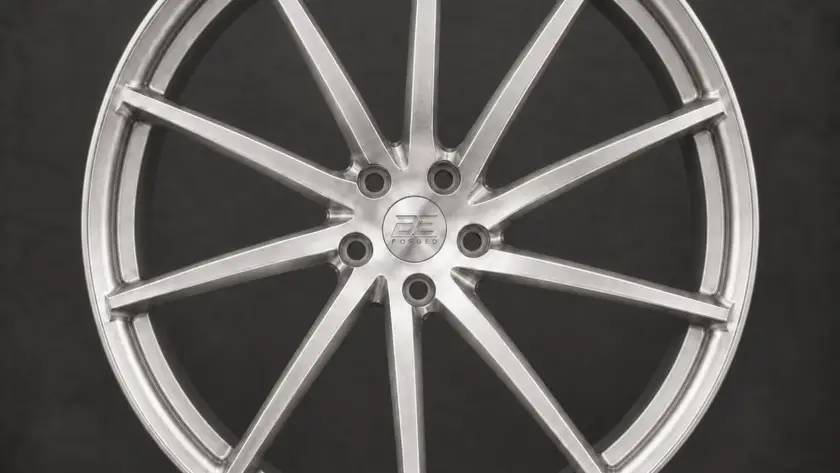 BE1-CS10T forged wheel — brushed silver front view