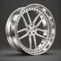BE2-C5STL bespoke multi-piece forged wheel, brushed silver face and polished lip, three-quarter view