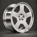 BE2-LX05 bespoke multi-piece forged wheel, brushed silver face and polished lip, three-quarter view