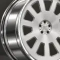 BE2-LX12 bespoke multi-piece forged wheel, brushed silver face and polished lip, center and spoke detail