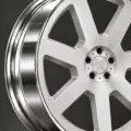 BE2-LX7L bespoke multi-piece forged wheel, brushed silver face and polished lip, center and spoke detail
