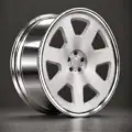 BE2-LX7S bespoke multi-piece forged wheel, brushed silver face and polished lip, three-quarter view