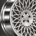 BE2-LXME bespoke multi-piece forged wheel, brushed silver face and polished lip, center and spoke detail