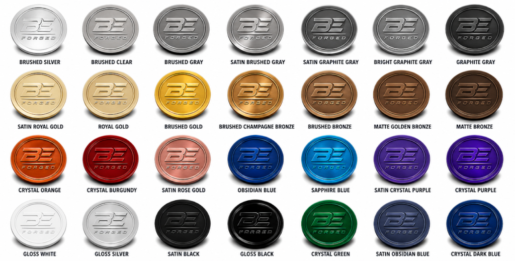 BE FORGED forged wheel finish color selection chart